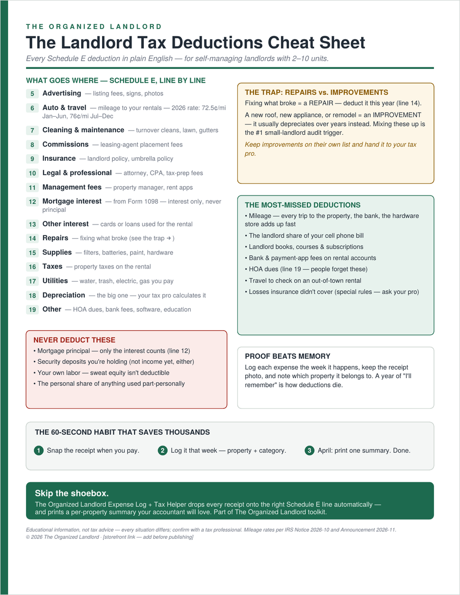 The Landlord Tax Deductions Cheat Sheet